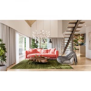 Canap&eacute; Droit Velours Rose Fiorenzo 4 places Rose