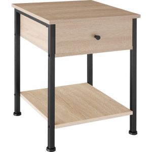 TecTake Table de chevet Bradford 40x40x55,5cm - Bois clair industriel, Ch&ecirc;ne Sonoma