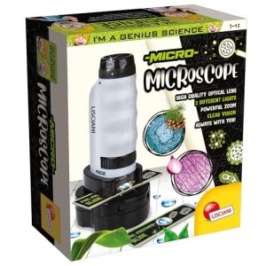 Lisciani - I'm A Genius - À la Découverte Découverte du Micro Monde pour Enfants dès 7 Ans - Microscope Portable de Haute Qualité - Expériences Scientifiques Enfants- Kit Educatif