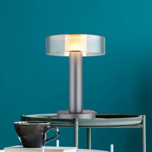 Globo Lampe de table, lampe d'appoint, lampe de chevet led, lampe de chambre, aluminium gris h 31cm