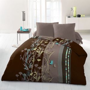 Parure de couette Microfibre PHILOSOPHIE 1 housse de couette 220x240 cm + 2 taies 63x63 cm Marron