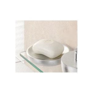 Wenko Porte-savon en résine - Diam. 12 cm - 12 x 12 x 2,2 - Argent