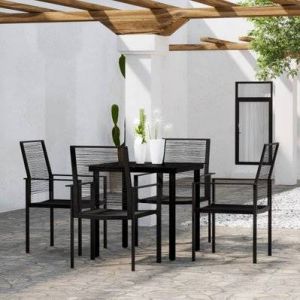 VidaXL Table avec 4 chaises en acier peint par poudrage noir