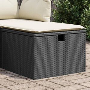 VidaXL Tabouret de Jardin avec Coussin, Siège avec Housse, Meuble de Patio Balcon Terrasse Arrière-cour Extérieur, Noir 366002