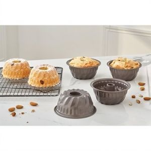 Mathon Set de 4 moules à mini kouglof acier revêtement antiadhérent 10 cm