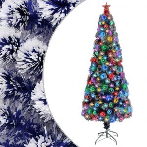 VidaXL Sapin de No?l artificiel LED Blanc et bleu 240 cm Fibre optique