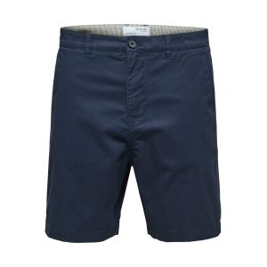 Selected Short chino en coton biologique stretch bleu marine