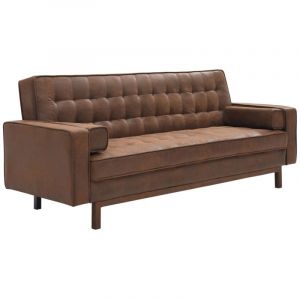 Canapé convertible clic-clac en microfibre marron vintage ELEANOR II