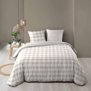 Douceur d'Int&eacute;rieur, Parure de Lit 3 Pi&egrave;ces (260 x 240 cm) Victoire Naturel, 100% Coton