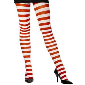 Image de Collants rayes rouge et blanc femme