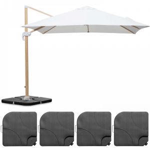 Oviala Ensemble Parasol Déporté (3x3m) + 4 Dalles À Remplir