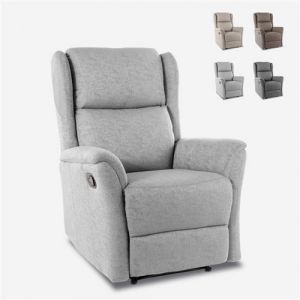 Fauteuil relax inclinable manuel avec repose pieds en tissu Hope couleur:Gris clair