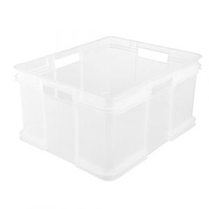 Keeeper Bo&icirc;te de Rangement avec Poign&eacute;es Int&eacute;gr&eacute;es, Dimensions : XL, 43 x 35 x 23 cm, 24 l, Franz, Rose transparent