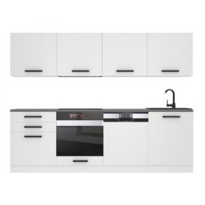 Cuisine Equipee Complete Alice Muebles de Cuisine Complets - 240 cm. Cuisine Complete sans Plan de Travail, Blanc Mat - Belini