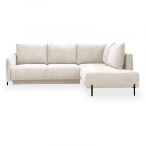 Canapé d'angle convertible 6 places en tissu beige