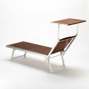 Image de Beach and Garden Design Bain de soleil chaises longue transats Lits de plage piscine aluminium jardin SANTORINI 20 pcs | Marron