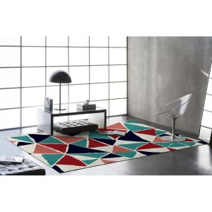 Naf Naf Tapis abstrait plat design multicolore Adame 80x150 Multicolore
