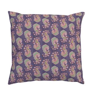 Housse de coussin velours motif graphique indien violet 45x45 cm