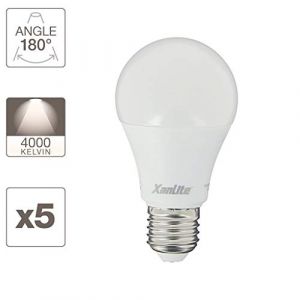 Image de Xanlite Lot x5 Ampoules LED standard, culot E27, conso 9W, eq. 60W, blanc neutre