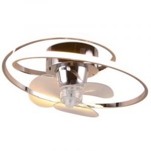 Reality Leuchten Trio Lighting - Plafonnier ventilateur led chrom&eacute; &oslash;50 cm avec t&eacute;l&eacute;commande