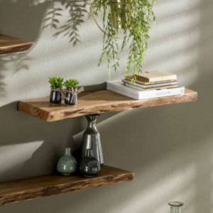 M&S Etag&egrave;re murale 90x20x4 cm en acacia massif - along
