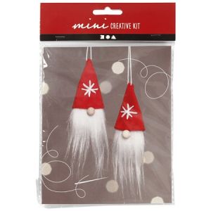 Creotime Mini Kit cr&eacute;atif de No&euml;l - P&egrave;re No&euml;l &agrave; suspendre - 11 cm- 2 pcs