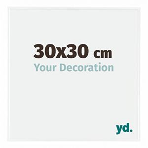 Yd. - Your Decoration - 30x30 cm - Cadre Photo en Plastique Avec Verre acrylique - Anti-Reflet - Excellente Qualit&eacute; - Blanc Brillant - Cadre