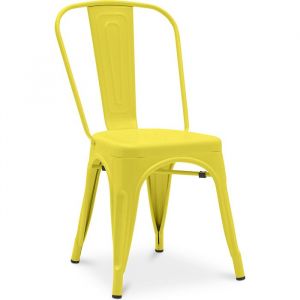 Chaise de salle à manger Bistrot Metalix design industriel en Métal mat - Nouvelle édition Jaune