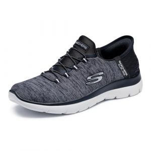 Skechers Femme Summits Dazzling Haze Basket, Black Mesh/White Trim, 40.5 EU