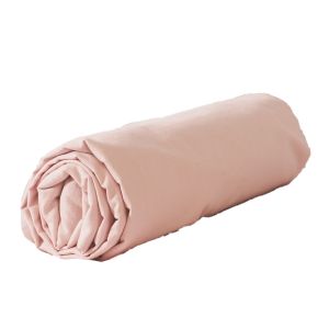 Coté Déco Drap housse 100% coton lavé 57 fils rose 140 x 190 cm