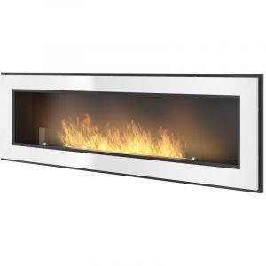 Cheminée au bioéthanol encastrable Frame 1500 White SimpleFire avec verre