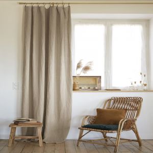 Terre de Nuit Rideau à pinces ajustable lin 140x270 cm beige - Beige