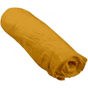 Drap Housse Gaze Coton 70 X 140 Cm Tendance Uni Bebe Jaune