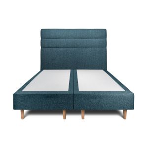 Lit avec t&ecirc;te de lit lignes bouclette et double sommier tapissier noir - Hauteur totale : 35cm