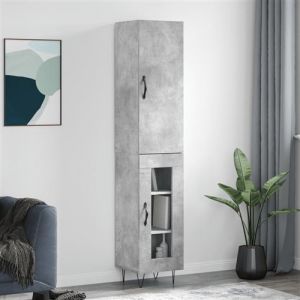 VidaXL Buffet haut Gris b&eacute;ton 34,5x34x180 cm Bois d'ing&eacute;nierie