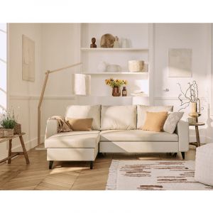 Nordic - canapé d'angle réversible 4 places - convertible avec coffre - en cuir vegan - Beige