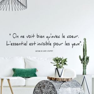 Plage Sticker décoratif, citation on ne voit bien qu'avec le cœur st exupéry, 68 cm X 24 cm