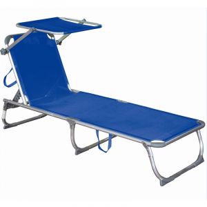 Harms Chaise longue de jardin, pare-soleil, réglable, bleu, L 188 cm, KISO