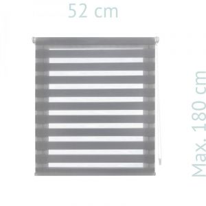 Purline Store enrouleur 52X180 GRIS EASY FIX Nuit et jour, assemblage facile &agrave; l'aide de clips de cadre de fen&ecirc;tre ou d'adh&eacute;sif