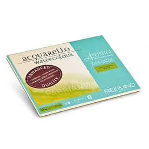 Fabriano Feuille Artistico blanc nature, 23 x 30,5 cm, Torchon, 300 g/m², 2. Grain torchon