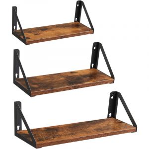 Acaza - Set de 3 étagères murales, étagère flottante, 30/35/40 x 12 x 11, brun vintage - Vintage brun