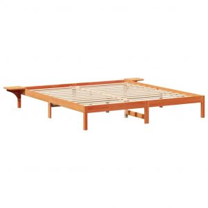 VidaXL Cadre De Lit Avec Tables De Chevet Marron Cire 180 X 200 Cm