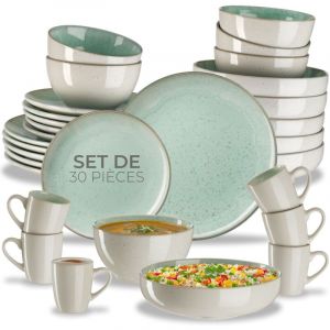 TecTake Set de vaisselle MARE en fa&iuml;ence pour 6 personnes -