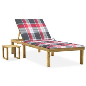 VidaXL Chaise longue de jardin avec table et coussin Pin imprégné