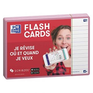 Oxford 80 flashcards - 10,5 x 14,8 cm - Flash 2.0 - Ligné - cadre rose