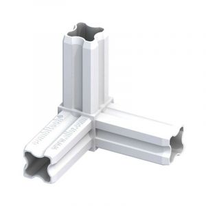 Cis Connecteur angle 90&deg;C blanc 3 embouts 23.5mm pour tube alu et pvc