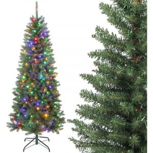 Homcom Sapin de Noël artificiel - 180 cm - 250 lumières, 899 pointes, support en métal pliable - plastique - vert