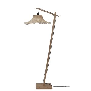 Good & Mojo Lampadaire en bambou naturel avec abat-jour en bois naturel 150x50 cm Ibiza - Good&