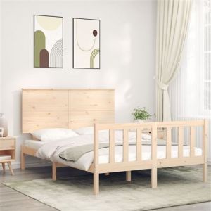 VidaXL Cadre de lit avec tête de lit 140x190 cm bois massif 3193381
