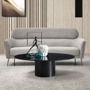 Cotecosy Canapé 3 places moderne avec haut dossier Damigal Tissu doux Gris